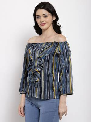 Grey printed crepe party-tops 2