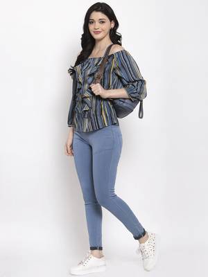 Grey printed crepe party-tops 3