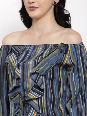Grey printed crepe party-tops 5
