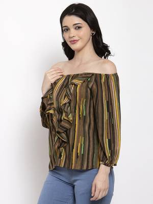 Brown printed crepe party-tops 2