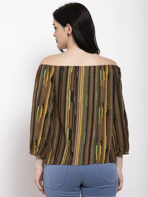 Brown printed crepe party-tops 4