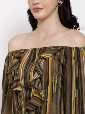 Brown printed crepe party-tops 5