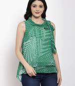 Green printed georgette party-tops