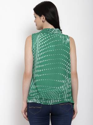 Green printed georgette party-tops 4