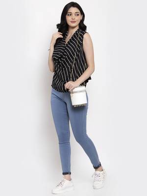 Black printed crepe party-tops 3