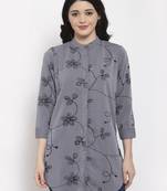 Grey embroidered crepe party-tops