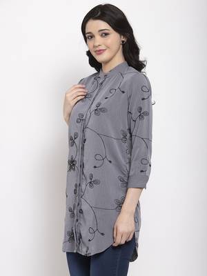 Grey embroidered crepe party-tops 2