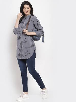 Grey embroidered crepe party-tops 3