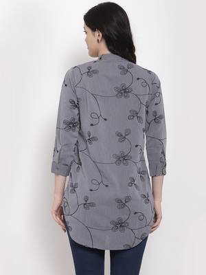 Grey embroidered crepe party-tops 4