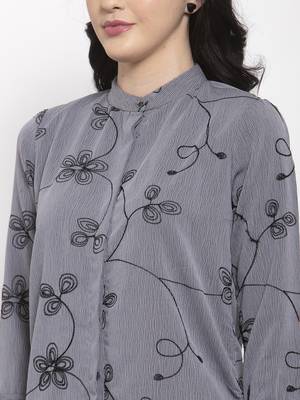 Grey embroidered crepe party-tops 5