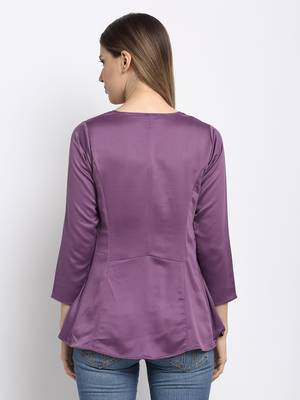 Lavender plain silk blend party-tops 4
