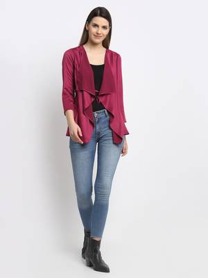 Purple plain silk blend party-tops 1