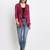 Purple plain silk blend party-tops