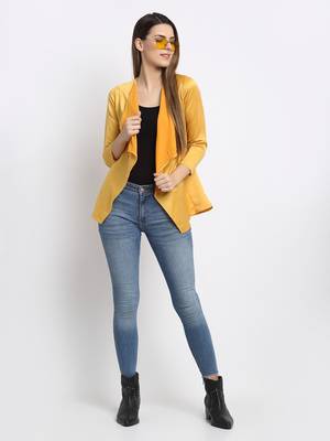 Mustard plain silk blend party-tops 1