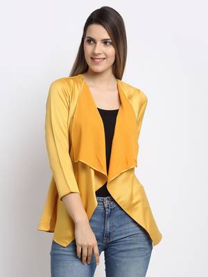 Mustard plain silk blend party-tops 3