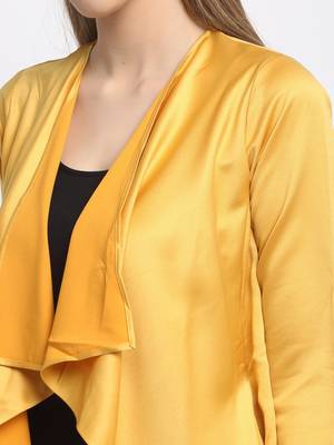 Mustard plain silk blend party-tops 5