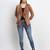 Brown plain silk blend party-tops