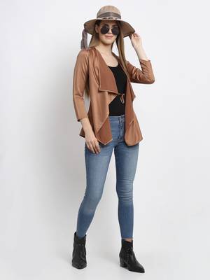 Brown plain silk blend party-tops 2