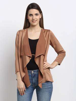 Brown plain silk blend party-tops 3