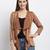 Brown plain silk blend party-tops