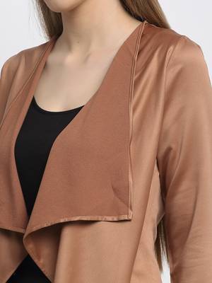 Brown plain silk blend party-tops 5
