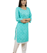 RF 1236 Light Blue Kurti With White Pant