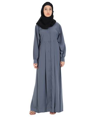 Grey plain crepe abaya 1