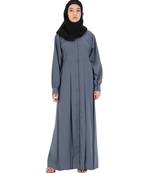 Grey plain crepe abaya