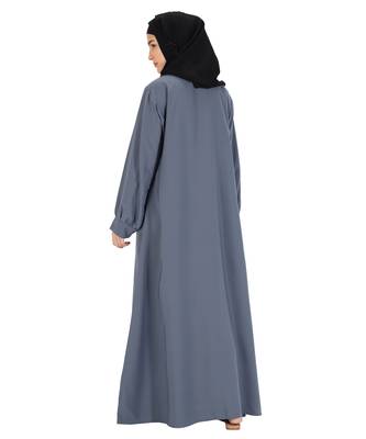 Grey plain crepe abaya 2