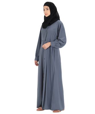 Grey plain crepe abaya 3