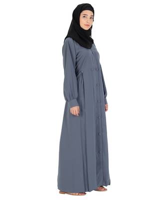 Grey plain crepe abaya 4