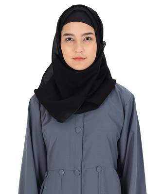 Grey plain crepe abaya 5
