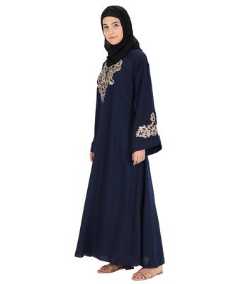 Blue embroidered nida abaya 3