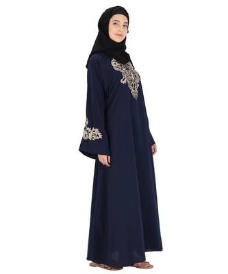 Blue embroidered nida abaya 4