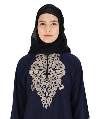 Blue embroidered nida abaya 5