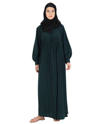 Green plain crepe abaya 1