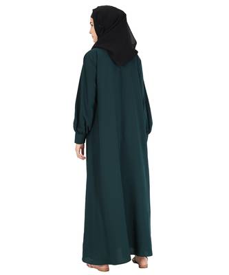 Green plain crepe abaya 2