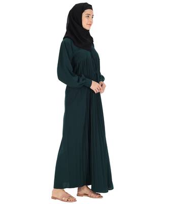 Green plain crepe abaya 3