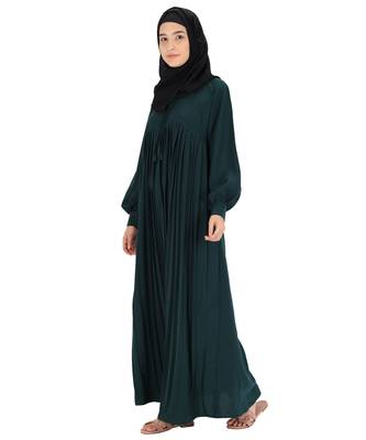 Green plain crepe abaya 4