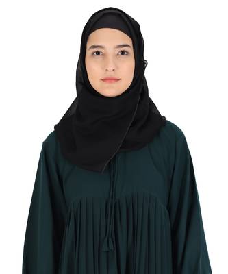 Green plain crepe abaya 5