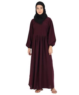 Maroon plain crepe abaya 1