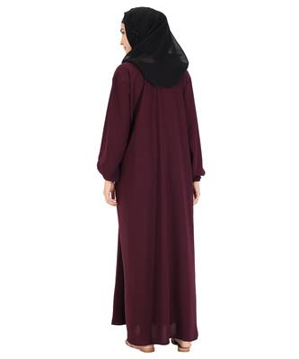Maroon plain crepe abaya 2