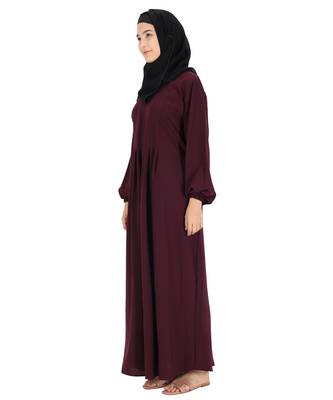 Maroon plain crepe abaya 3