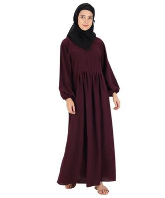 Maroon plain crepe abaya 4