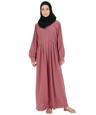Pink plain crepe abaya 1