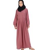 Pink plain crepe abaya