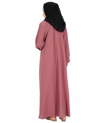 Pink plain crepe abaya 2