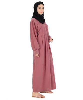 Pink plain crepe abaya 3