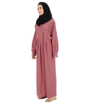 Pink plain crepe abaya 4
