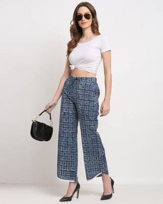 Rajnandini Blue printed cotton trousers 3